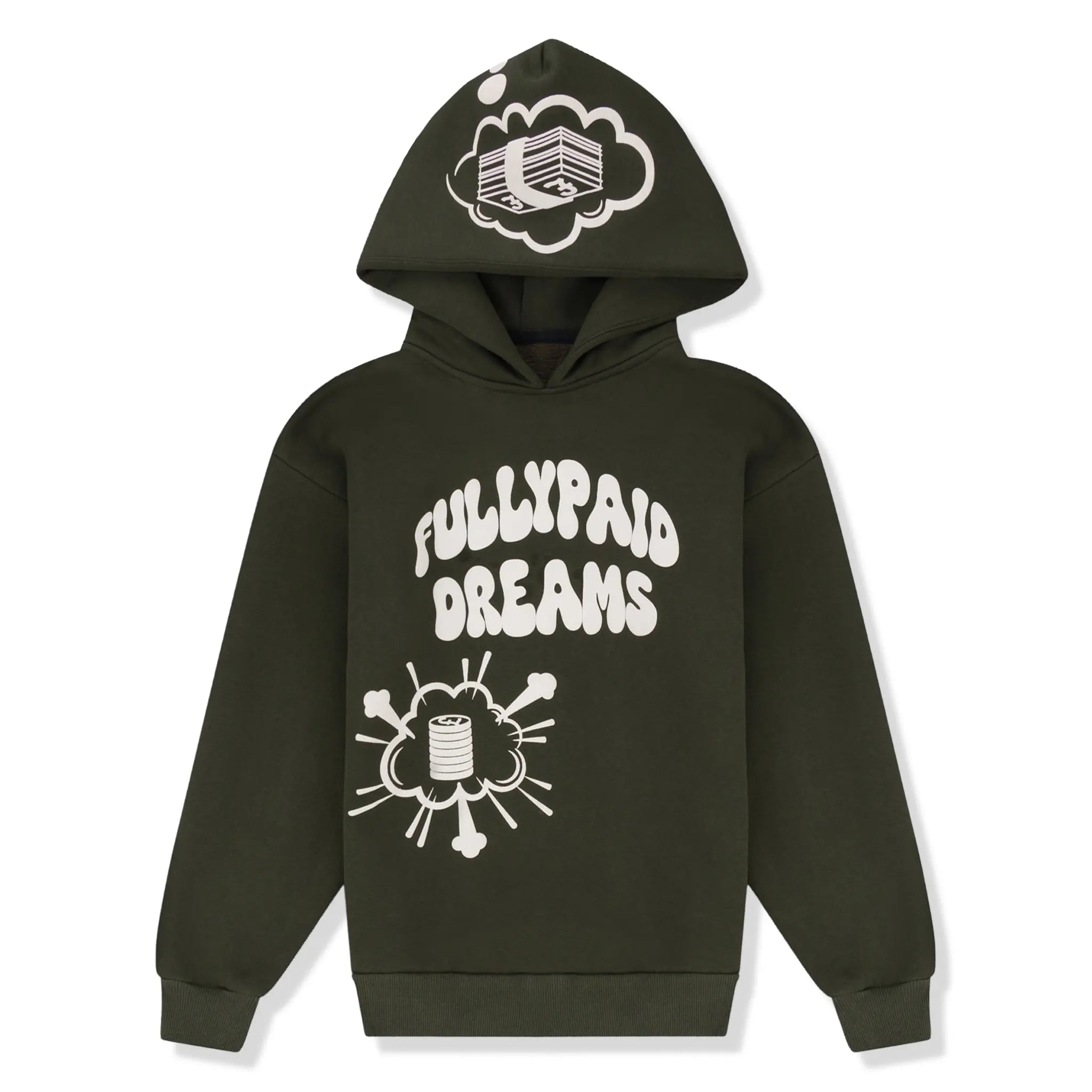 Front View of Fully Paid Dreams Khaki White Hoodie